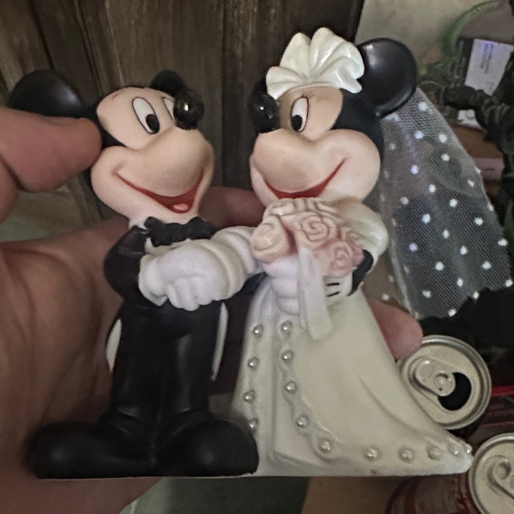 Disney Mickey and Minnie bride and groom Black and White porcelain figure